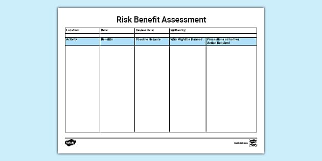 Early Years Risk Assessment Template Printable Resource