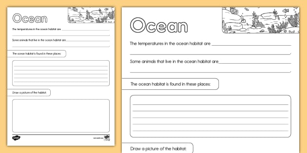 Ocean Habitat Research Activity for K-2nd Grade - Twinkl