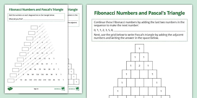 Fibonacci Sequence and Pascal's Triangle - Twinkl