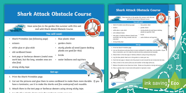 Shark Attack Obstacle Course (teacher made) - Twinkl