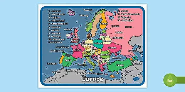 world map with countries labeled for kids