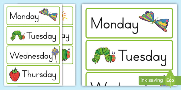 FREE! - Days of the Week Cards to Support Teaching on The Very Hungry