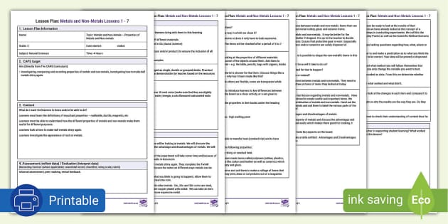 FREE Natural Science Grade 5 Term 2 Lesson Plan Metals