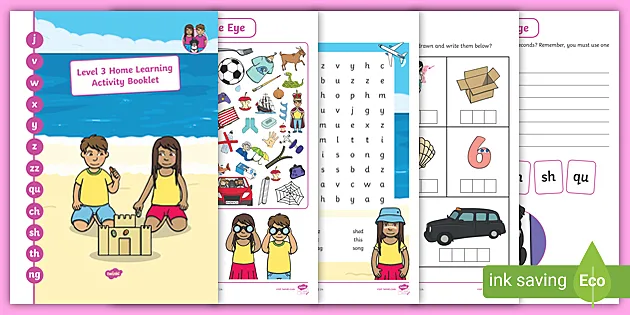 Phonics Home Learning Activity Booklet Level 3 J V W X Y Z Zz Qu Ch