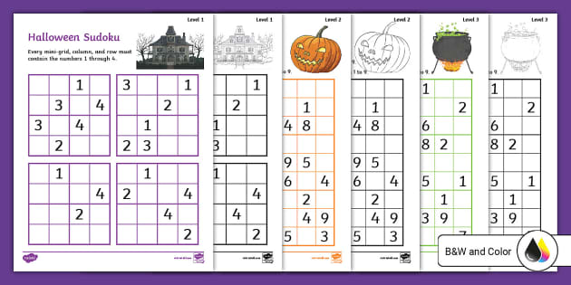 Printable Halloween Sudoku Puzzles For Kids Twinkl USA Printable Halloween Sudoku Puzzles For Kids Twinkl USA