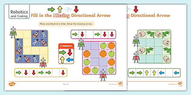 Robotics and Coding - Fill in the Missing Arrow - Twinkl