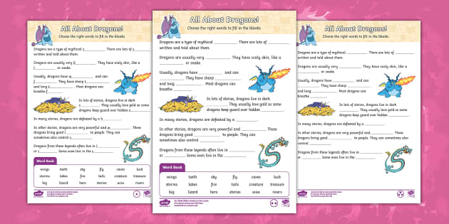 Dragon Facts Cloze Activity (Hecho por educadores) - Twinkl