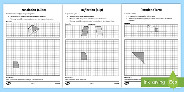 Geometry Transformation Worksheet for learning rotations
