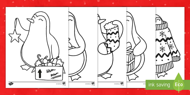 coloring pages of christmas penguins