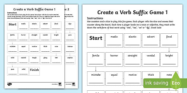 Create a Verb Suffix Board Game (teacher made) - Twinkl