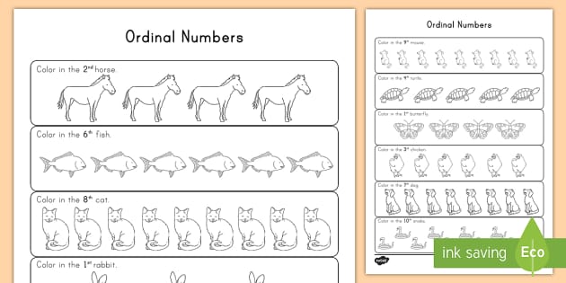 ordinal numbers worksheet for grade 2