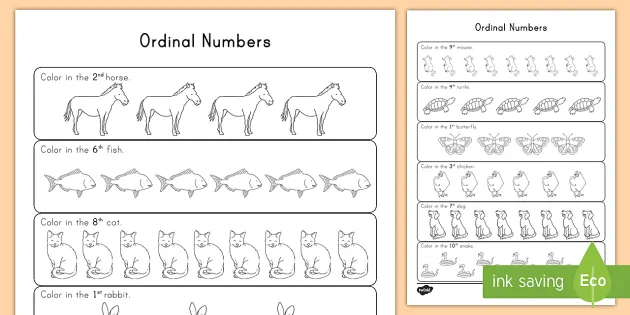 ordinal numbers colouring activity teacher made