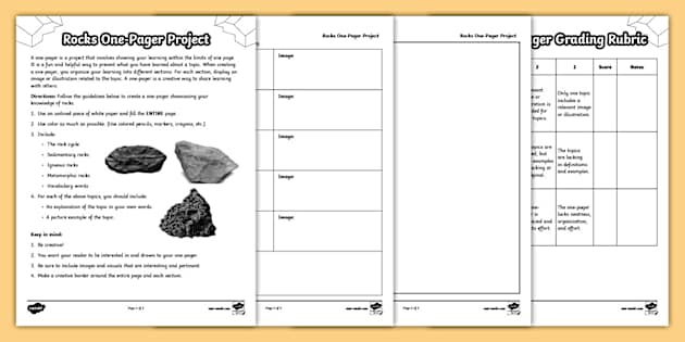 Rocks One-Pager Project for 6th-8th Grade (teacher made)