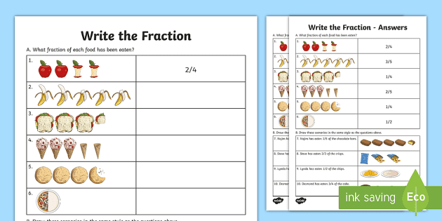 write the fraction worksheet worksheet teacher made