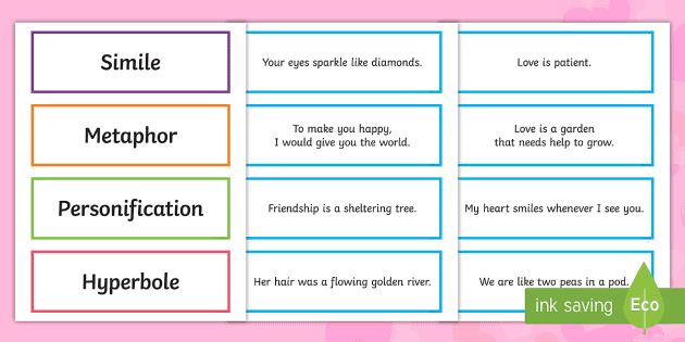 Valentine's Day Figurative Language Sorting Cards