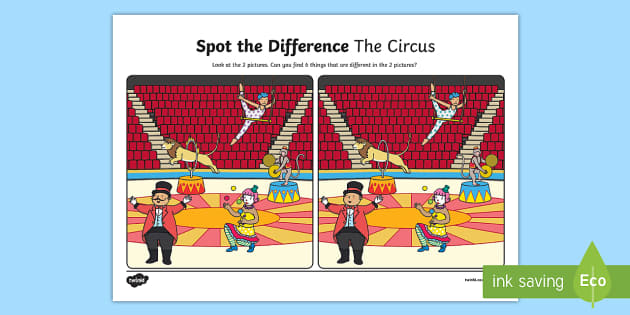 The Circus Spot the Differences Worksheet / Activity Sheet