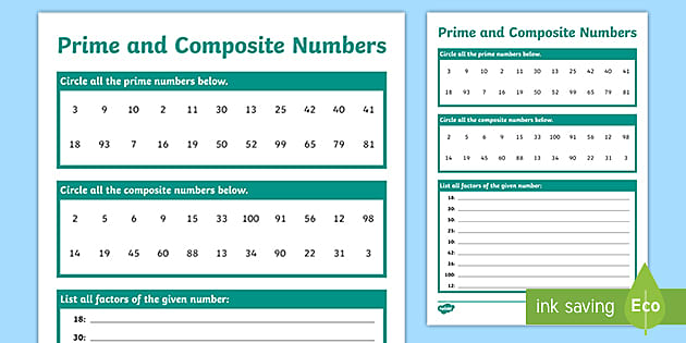 Prime and Composite Numbers Worksheet | Twinkl Resources