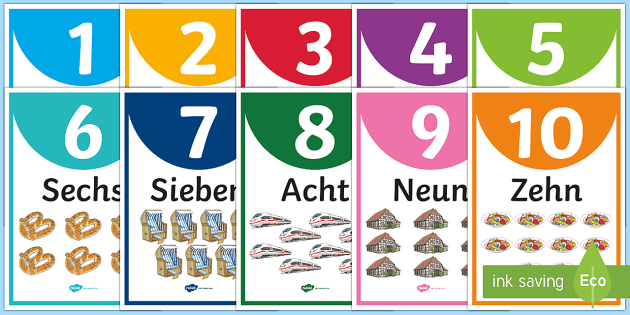German Numbers 1 10 Display Posters