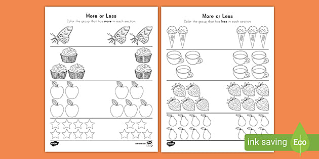 More or Less Coloring Activity (Teacher-Made) - Twinkl