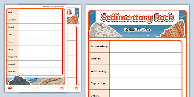 Sedimentary Rock: Definition Sheet (teacher Made) - Twinkl