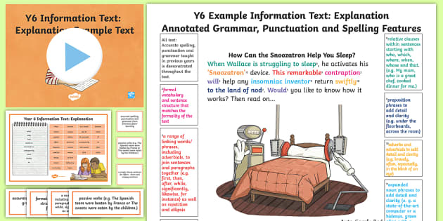 language to biography how write Y6 Model/Example Explanation Texts: Text Information