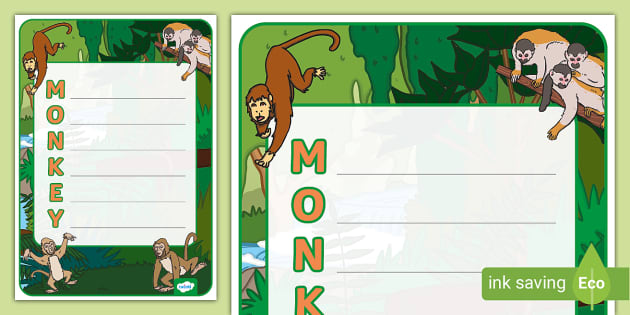 Monkey Acrostic Poem Template (teacher made) - Twinkl