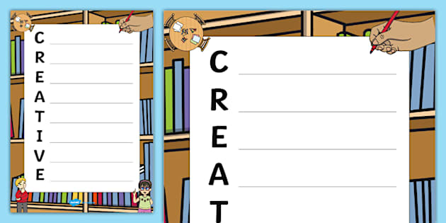 Creative Poem Acrostic Poem Template (teacher made) - Twinkl