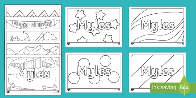 FREE! - Myles Name Simple Colouring Activity Sheets - Twinkl