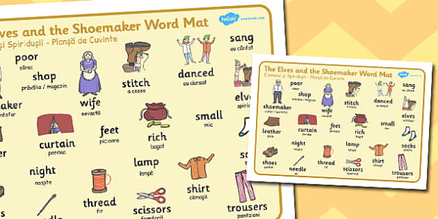 The Elves And The Shoemaker Word Mat Romanian Translation - Romanian