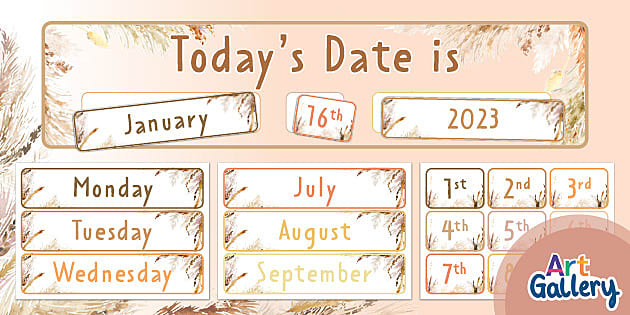 Boho Neutral Today's Date Display Pack | Twinkl Art Gallery