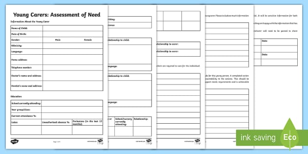 Young Carers Assessment Of Need Guide Teacher Made