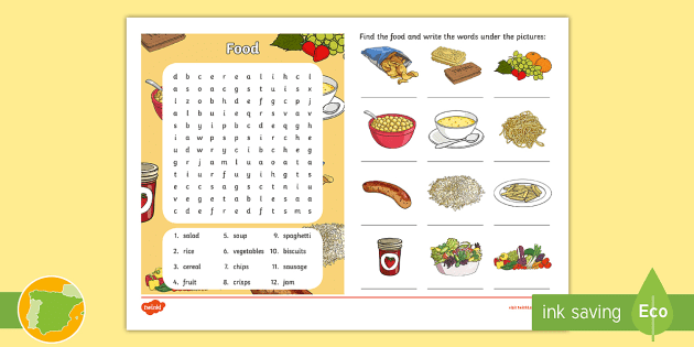 B1 Ficha de actividad: Cantidades de comida en inglés