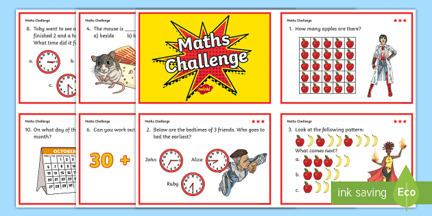 free year 2 maths challenge cards teacher made