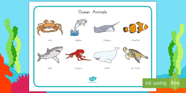 Ocean Animals Word Mat