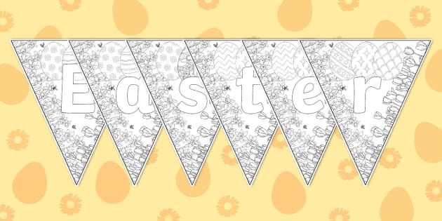 Happy Easter Colouring Bunting (teacher made) - Twinkl