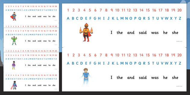 Combined Alphabet And Number Strips Superhero