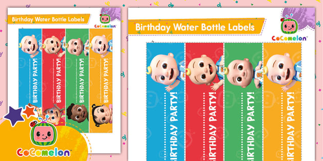 Cocomelon Birthday Water Bottle Label Template to Print at Home