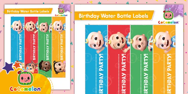 FREE CoComelon: Birthday Water Bottle Labels (Teacher-Made)