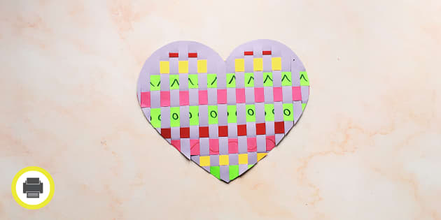 Valentine's Day Heart Weaving Paper Craft Template - Twinkl