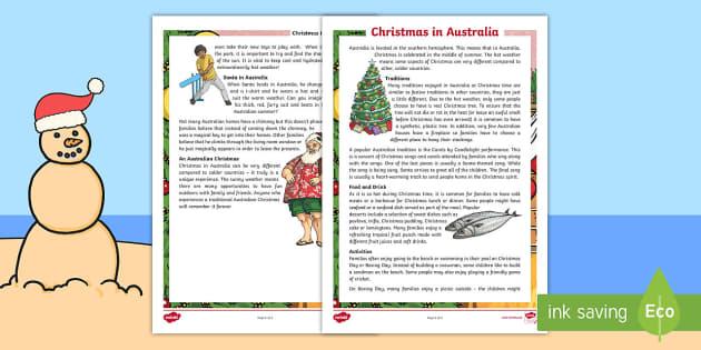 christmas in australia worksheets