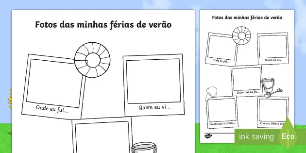 Atividade com o tema férias de verão