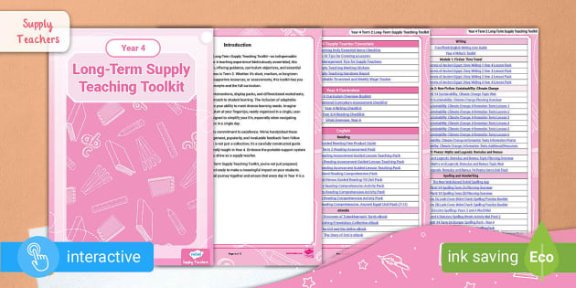 Year 4 Term 2 Long-Term Supply Teacher Toolkit - Twinkl