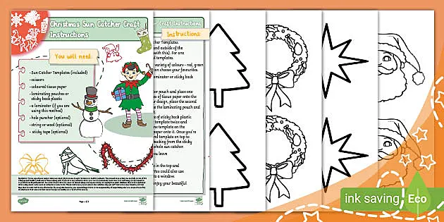 Christmas Sun Catcher Craft Instructions and Templates