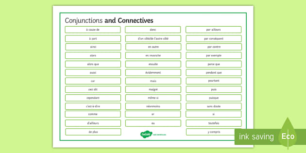 Conjunctions Word Mat French (teacher Made) - Twinkl