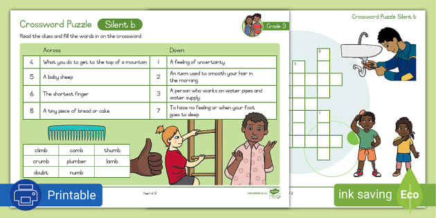 Grade 3 Phonics Crossword Puzzle Silent B - Twinkl