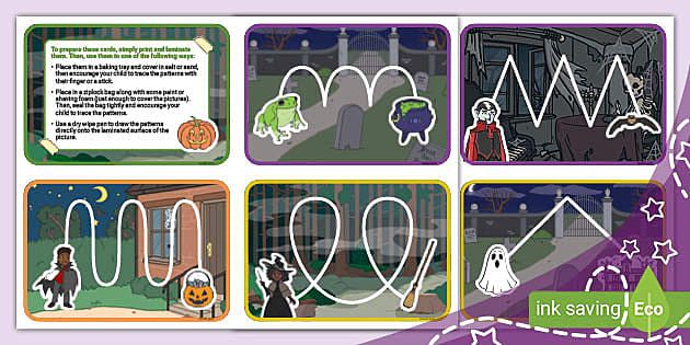 Halloween Mark Making Pattern Cards (teacher made) - Twinkl