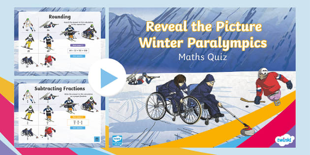 LKS2 Maths Reveal the Picture Winter Paralympics Quick Quiz