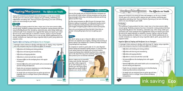 The Effects of Vaping Reading Comprehension Secondary