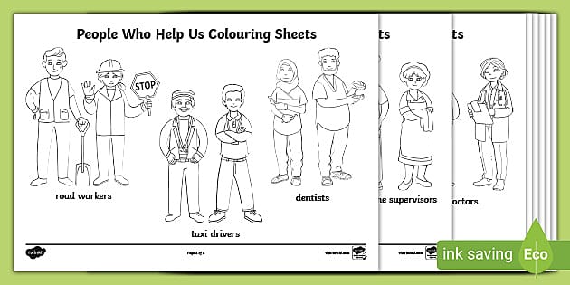 people who help us words coloring worksheets teacher made