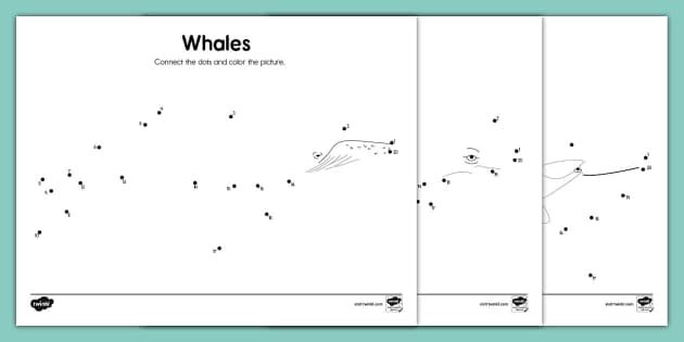 Whale Dot-to-Dot Activity Sheets (Teacher-Made) - Twinkl